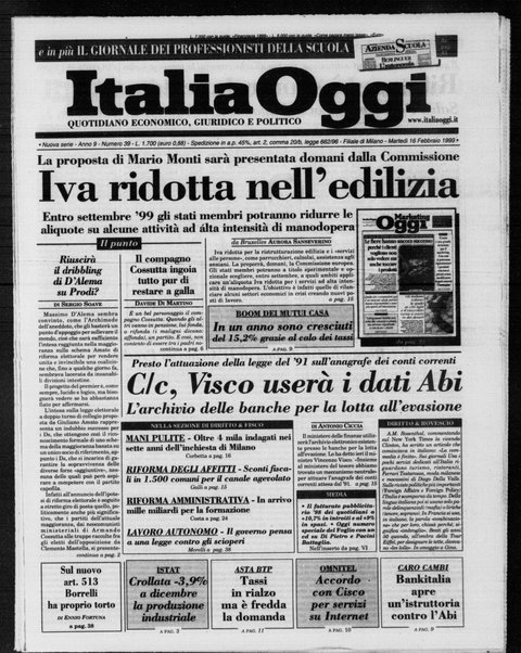 Italia oggi : quotidiano di economia finanza e politica